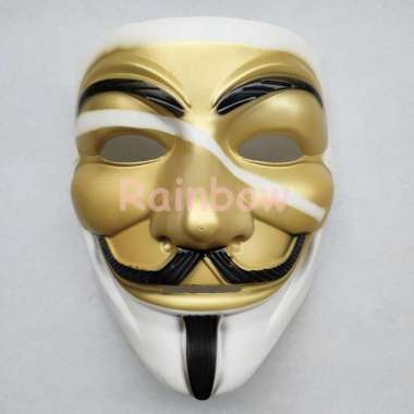 OEM Topeng Anonymous / Topeng Hacker Variant Color / Vendeta Anonimous Party Mask Pesta Kostum Gold