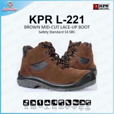 SAFETY SHOES KING POWER KPR L-221 BROWN MID CUT LACE-UP SAFETY SHOES BOOTS UK 9