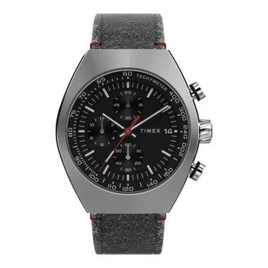 Jam Tangan Pria Timex Legacy TW2W50000 Tonneau Chronograph Black Dial Black Leather Ecco DriTan Stra