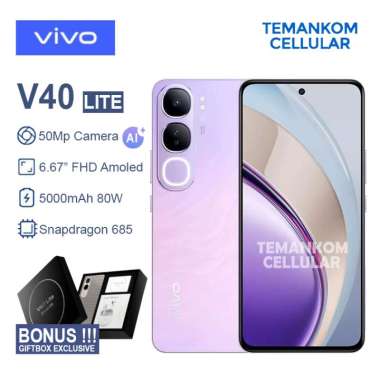 Vivo V40 Lite 16GB RAM Baru 8+8 extend 8/128 8GB 128GB 2024 Terbaru V40Lite GARANSI RESMI Violet