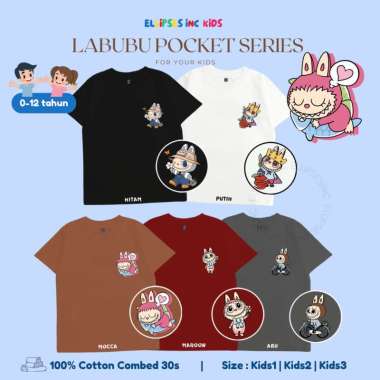 ELLIPSESINC Kaos Anak Laki Laki Perempuan Labubu Monster Pocket Series KIDS1 Sepeda - Beige
