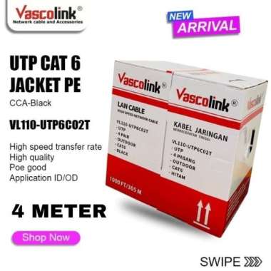 Vascolink Kabel LAN UTP Outdoor CAT 6 / CAT6 Black 4 METER