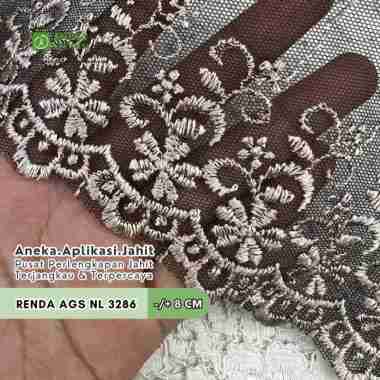 1 METER RENDA BORDIR TILE / RENDA AGS NL 3286 HITAM GOLD LEBAR -/+ 8 CM