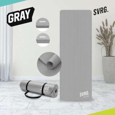 Matras Olahraga - SVRG. Play Mat 10mm & 15mm - NBR Pilates Yoga Mat Gray 15mm