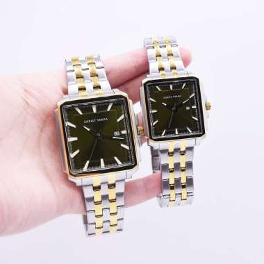 Christ Verra CV 12083 Jam Tangan Pria dan Wanita Original Garansi Resmi Couple Gold Combi - Green