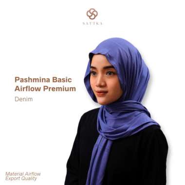 Pashmina Airflow Premium Sattka / Adem Lentur Ringan Denim