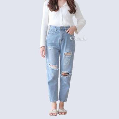 ELYCLOTH | CHLOE JEANS | CELANA PANJANG RIPPED JEANS HIGH WAIST WANITA PREMIUM Size M CHLOE JEANS