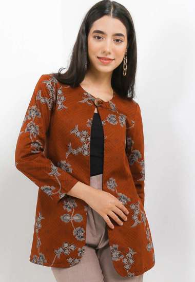 Batik Arjuna Weda Blazer Batik Sekar Jagad 13261073 Wanita - Cokelat S