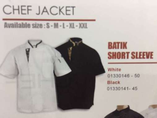 BAJU CHEF/koki batik lengan pendek berkualitas bagus MU CHEF