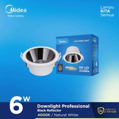 Midea Lighting - Lampu LED Downlight Black Reflector 6 Watt 4000K - Natural White