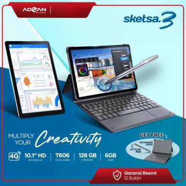 TAB ADVAN SKETSA 3 RAM 6GB / 128GB T606 OCTA CORE 10.1" HD IPS 6000mAh ANDROID 13 GARANSI RESMI