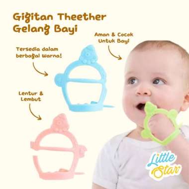 Mainan Gigitan Bayi Theether Gelang Bahan Silikon Lembut Lentur Halus Theether Saja Hijau