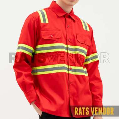 Kemeja Safety K3 / Wearpack Proyek Tambang / Baju Kerja HSE Ratsvendor Warna Merah XS