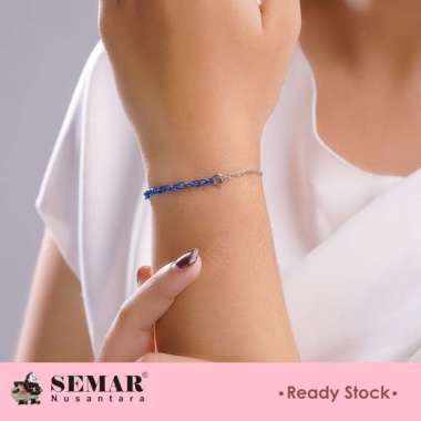 Gelang Tali Emas Elea Ice Glow Candy Chain White Gold 10K Semar Nusantara, Warna Biru