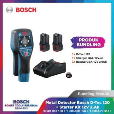 Metal Detector Bosch D-TECT 120 + Starter Kit 12V + Baterai 12V 2Ah