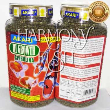 AKARI HI GROWTH SPIRULINA 300GR 2MM Pakan Pelet Ikan Koi Koki Louhan
