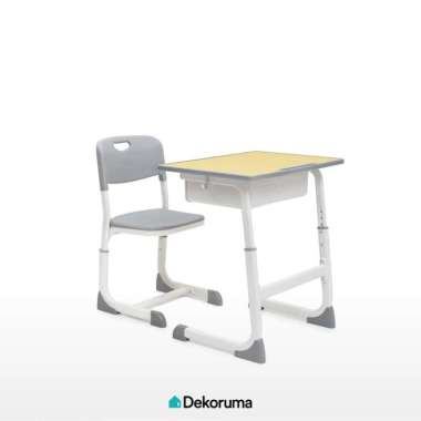 Dekoruma JARED Set Meja dan Kursi Belajar Modern / Set Meja Kursi Siswa Les Sekolah dan Kantor MDF