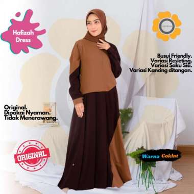 ENDOMODA Dress Wanita Gamis Dewasa Muslimah En.Hafizah XL Coklat Kopi