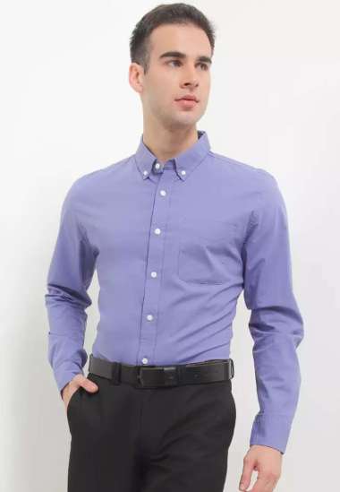 Giordano Men's Poplin Shirt - Purple [0104200234] M