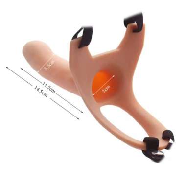 Big Size Silicone Strap on Realistic Pe nis Extender Sleeve Enlarger with Harness Hollow Strapon Dil