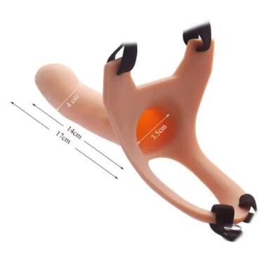 Big Size Silicone Strap on Realistic Pe nis Extender Sleeve Enlarger with Harness Hollow Strapon Dil