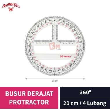 Protractor / Penggaris Busur Derajat Butterfly 360/20 cm / 4 Lubang