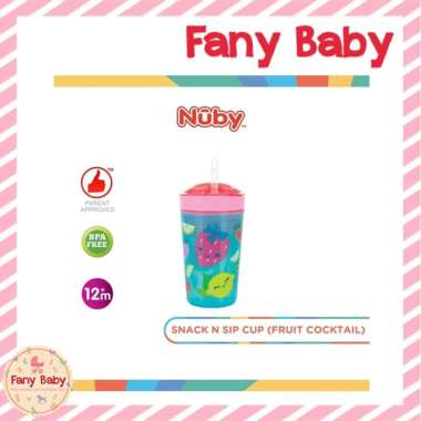 NUBY 1PK SNACK N' SIP WITH STRAW COVER FRUIT COCKTAIL