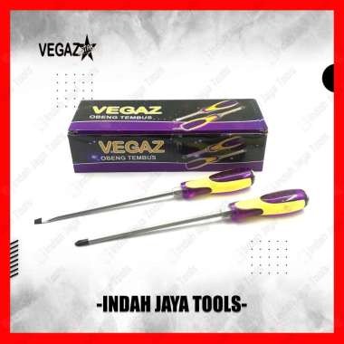 VEGAZ Obeng TEMBUS Gagang Plastik 8 Inch PLUS MIN (+) (-) Ketok Gedor Screwdriver MIN