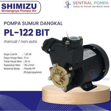 Shimizu PL 122 BIT Pompa Sumur Dangkal PL122 Body Plastik 125 watt Mesin Pompa Air Murah & Ori