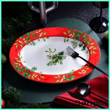 SANGO Set Piring Oval Christmas Foliage Red(Isi 1)