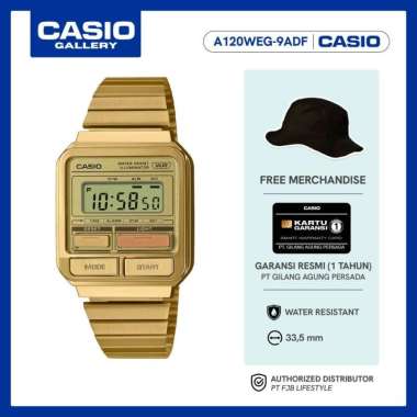 Casio Vintage Jam Tangan Unisex A120WEG-9ADF Original Digital Gold