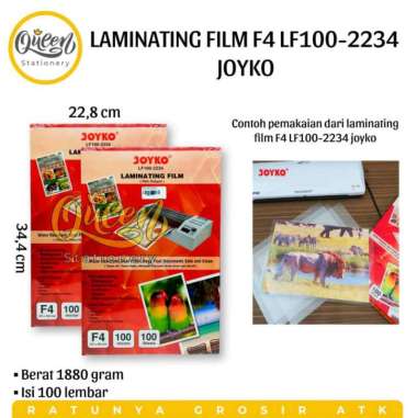 1 PACK (100 LEMBAR) LAMINATING FILM F4 LF100-2234 JOYKO / LAMINATING DOKUMEN DLL / LAMINATING F4 / P