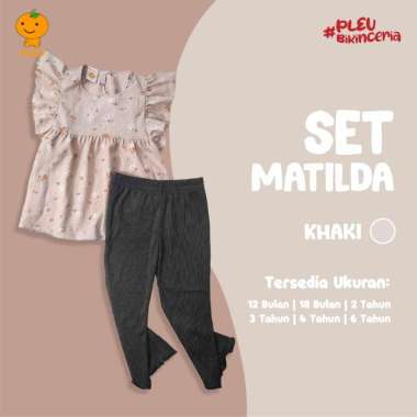 PLEU Set Matilda | Setelan Celana Legging Anak Perempuan Usia 1-6 Tahun 6 tahun Khaki