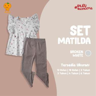 PLEU Set Matilda | Setelan Celana Legging Anak Perempuan Usia 1-6 Tahun 6 tahun Broken White