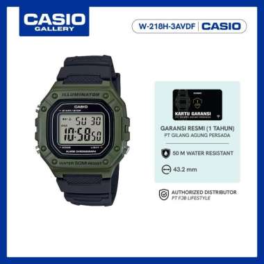 Casio Jam Tangan Pria W-218H-3AVDF Digital Original Green Army