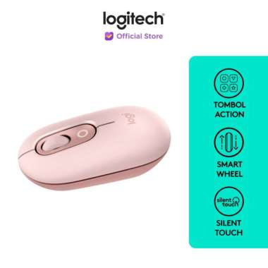 Logitech POP ICON Mouse Wireless Bluetooth Silent Click Easy-Switch Antar Maksimum 3 Perangkat ROSE