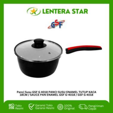 Panci Susu GSF G 4018 PANCI SUSU ENAMEL TUTUP KACA 18CM / SAUCE PAN ENAMEL GSF G-4018 / GSF G 4018