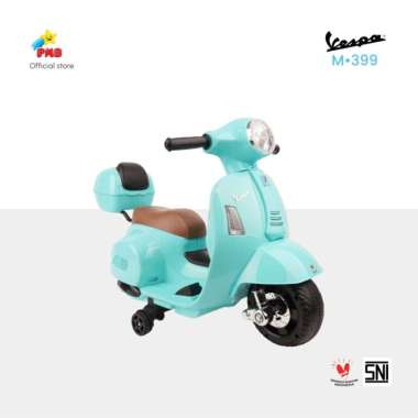 Mainan Anak Motor Aki Vespa Official Licensed M399 - PMB Toys Hijau
