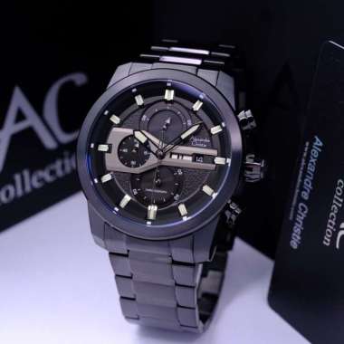 JAM TANGAN PRIA ALEXANDRE CHRISTIE AC 6562 AC6562 BLACK STAINLESS ORIGINAL  FULL BLACK