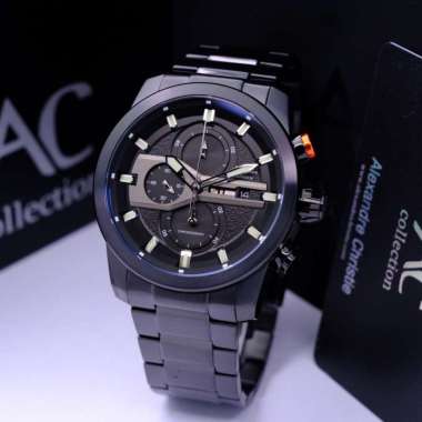 JAM TANGAN PRIA ALEXANDRE CHRISTIE AC 6562 AC6562 BLACK STAINLESS ORIGINAL  BLACK ORANGE