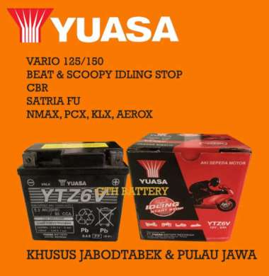 AKI MOTOR YUASA BEAT IDLING STOP, SCOOPY IDLING STOP, VARIO 125/150, CBR, SATRIA FU