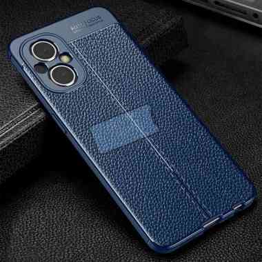 Case Oppo Reno7 Z 5G Leather Casing Cover Original Case Reno 7Z 5G Biru