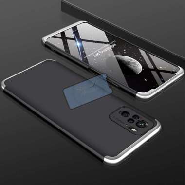 Case Xiaomi Poco F3 Original GKK 360 Hard PC Back Case Cover Shell Poco F3 Case Hitam Silver