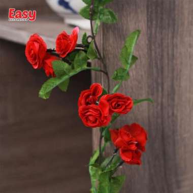 Bunga Mawar Rambat Plastik Artificial Tanaman Hias Bunga Rose Rambat Putih