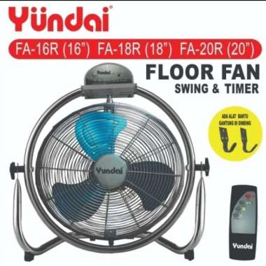 KIPAS ANGIN BESI FLOOR FAN YUNDAI 20INCH REMOTE