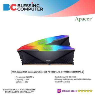 RAM Apacer NOX Gaming 32GB 2x16GB PC 3200 CL16-AH4U32G32C28YNBAA-2