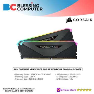 RAM 32GB CORSAIR VENGEANCE RGB RT DDR4 3600MHz ( 2x16GB )