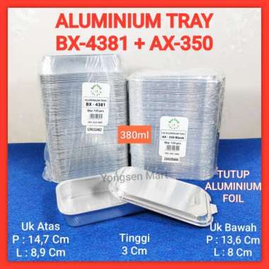 ( CUP + TUTUP ALUMINIUM ) Aluminium Tray BX-4381 + AX-350, wadah Cup Aluminium foil tray isi 125pcs
