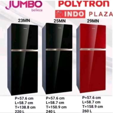 KULKAS 2 PINTU POLYTRON BELLEZA PRW-23MN /25MN / 29MN PRW-23MN=220 LITER