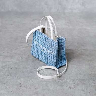 Tas GIVENCHY 4G PATTERN BLUE DENIM TOTE BAG MINI WITH LS 100% ORIGINAL MINI 19X8X16CM